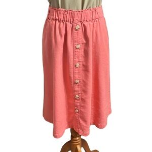 Liz Claiborne Linen-Blend Coral A-Line Skirt Size Large